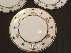 Set Of 3 Dinner Plates By Christian Dior In The Casablanca Pattern Gold Rimmed