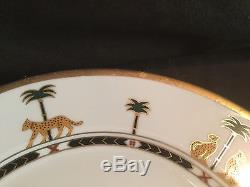 Set Of 3 Dinner Plates By Christian Dior In The Casablanca Pattern Gold Rimmed