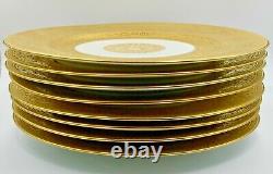 SET OF 8 c1930 H&CO HEINRICH GOLD ENCRUSTED DINNER PLATES, OVINGTON'S, MEDALLION