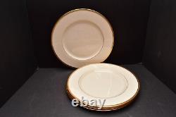 SET of 4 LENOX Dinner plates Tuxedo White Gold 10 1/2 VTG