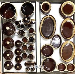 SET of 69 Vintage PFALTZGRAFF Gourmet Brown Drip Glaze Dishes
