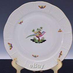 Superb Set Of 9 Herend Rothschild Bird Pattern Hungary Porcelain Dinner Plates