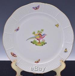 Superb Set Of 9 Herend Rothschild Bird Pattern Hungary Porcelain Dinner Plates