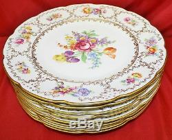Schumann, Bavaria, Germany US Zone, FLORAL 11 Plates/Chargers Set 8 MINT
