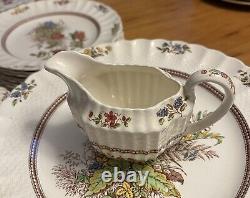 Service For 10-Vintage Copeland Spode Earthenware China'Rosalie' Floral Dishes