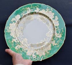 Set 10 Rosenthal Ivory Green and Gold Dinner Plates 10 1/2 inches Ca. 1930s