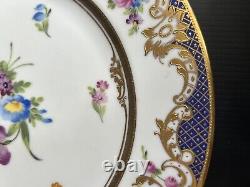 Set 11 Antique/VTG Dresden Dinner Plates HP Floral Gold Encrusted 10 5/8D