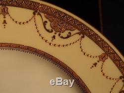 Set 12 Antique Minton Raised Gold Encrusted Bead Swags Dinner Luncheon Plate 10