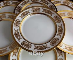 Set 12 Aynsley Fine Bone China 8220 Gold Encrusted Service Dinner Plates