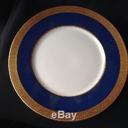 Set 12 Green Mark Lenox 11 1/4 Cobalt Blue Gold Encrusted Service Dinner Plates