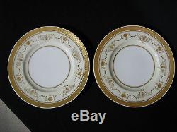 Set 12 Mintons White Porcelain 10.25 Dinner Plates Cream & Raised Gilt Border