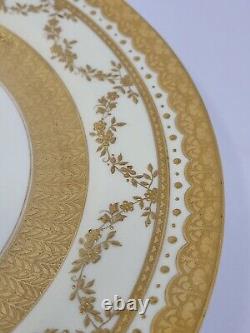 Set 3 Minton Porcelain Gold Encrusted Dinner Plate England 10 1/4 H1398
