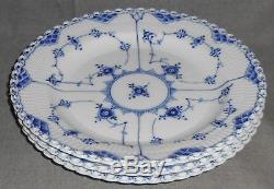 Set (3) Royal Copenhagen BLUE FLUTED FULL LACE #1084 Dinner Plates DENMARK