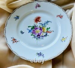 Set 4 Antique Franziska Hirsch Dresden Flowers 10 Porcelain Dinner Plates