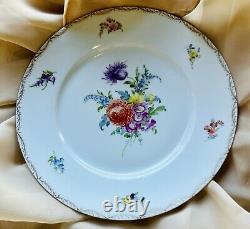 Set 4 Antique Franziska Hirsch Dresden Flowers 10 Porcelain Dinner Plates