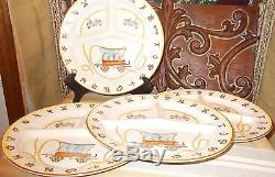 Set (4) Antique Fred Roberts Made in Japan Divided Western Dinner Plates