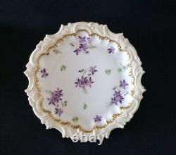 Set 4 Limoges Plates TV Limoges China Dinner Plates Hand Painted Violets 1800's