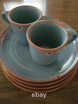 Set 4 Noritake Stoneware Blue Adobe Dinner Plates 10.25 Set 2 Coffee Mugs 8678
