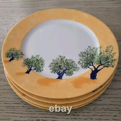 Set (4) Ouliveiro Guy Degrenne 10.38 Dinner Plates Yellow Olive Branch Hungary