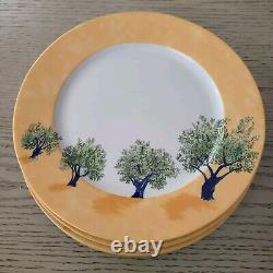 Set (4) Ouliveiro Guy Degrenne 10.38 Dinner Plates Yellow Olive Branch Hungary