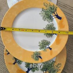 Set (4) Ouliveiro Guy Degrenne 10.38 Dinner Plates Yellow Olive Branch Hungary