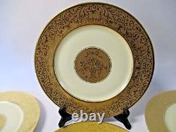 Set 4 Selb Bavaria Heinrich Co Gold Encrusted 11 Dinner Plates, Flower Basket