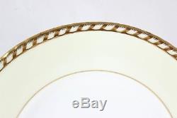 Set 6 Dinner Plates Vintage Minton China Commodore S112 Embossed Gold Rope Cream