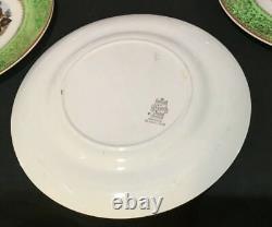 Set 6 Similar Vintage 23 Kt Gold Trimmed Porcelain Dinner Plates Scenic Centers