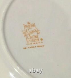 Set 6 Similar Vintage 23 Kt Gold Trimmed Porcelain Dinner Plates Scenic Centers