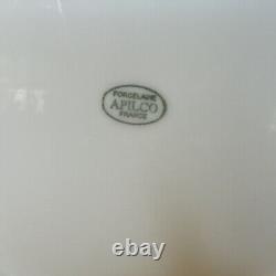 Set/7 APILCO Porcelain France All White Dinner Plate 11 1/8 Round