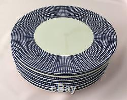 Set 7 Vtg Retro Japan SWID POWELL 11 Dinner Plates Graph Blue EXC