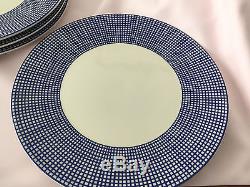 Set 7 Vtg Retro Japan SWID POWELL 11 Dinner Plates Graph Blue EXC