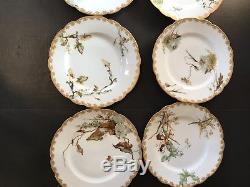 Set 8 Fine Antique Limoges Gold Hand Paint Assorted Autumn Abstract Dinner Plate