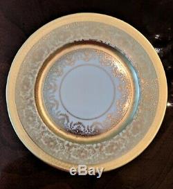 Set 8 Heinrich & Co Selb Edgerton Gold Encrusted Porcelain Dinner Service Plates