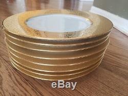 Set 8 Hutschenreuther Bavaria Charger Service Dinner Plates Encrusted HEAVY Gold