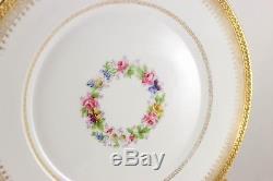 Set 9 Fabulous Dinner Plates Hand Painted Gold Encrusted Guerin Limoges China