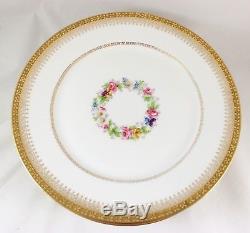 Set 9 Fabulous Dinner Plates Hand Painted Gold Encrusted Guerin Limoges China