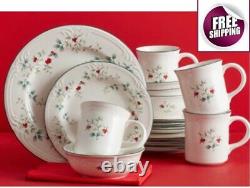 Set Dinnerware 16 Pcs Dishes Plate Bowl Vintage Classic Winterberry Holiday New