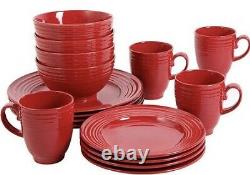 Set Dinnerware 16 Pcs Dishes Plate Mug Vintage Classic Modern Holiday Red New