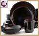 Set Dinnerware 16 Pcs Dishes Plate Mug Vintage Classic Modern Service Black New