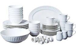 Set Dinnerware 46 Pcs Dishes Plate Mug Classic Vintage Modern White Service New