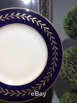 Set Of 10 Syracuse Richelieu Cobalt Blue Gold Laurel Dinner Plates Excellent Con