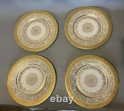 Set Of 11 De Luxe Vintage Czech Gilt Encrusted 10-3/4 Porcelain Dinner Plates