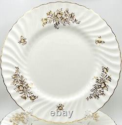 Set Of 11 Rare Minton Gold & White Minuet Dinner Plates H5221 Excellent Cond