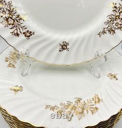 Set Of 11 Rare Minton Gold & White Minuet Dinner Plates H5221 Excellent Cond