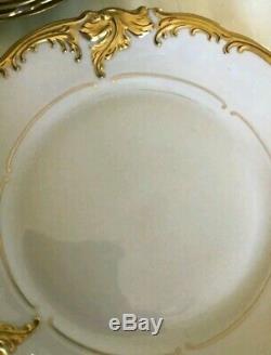 Set Of 11 Walbrzych Dinner Plates Heavy Gold Encrusted Wlb3 Fine China Poland