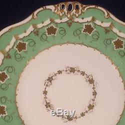 Set Of 12 Antique DAVENPORT DINNER PLATES #1267 C. 1860 Apple Green, Ivy