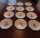 Set Of 12 Antique Montreau France Octagon Dinner Plates Beaded Edge Lovely