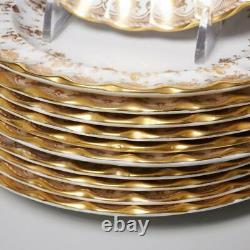 Set Of 12 Spode Fleur De Lys Gold Dinner Plates Y8063 A