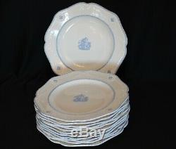 Set Of 12 Unused Antique Wedgwood Queensware Lavender On Cream Dinner Plates